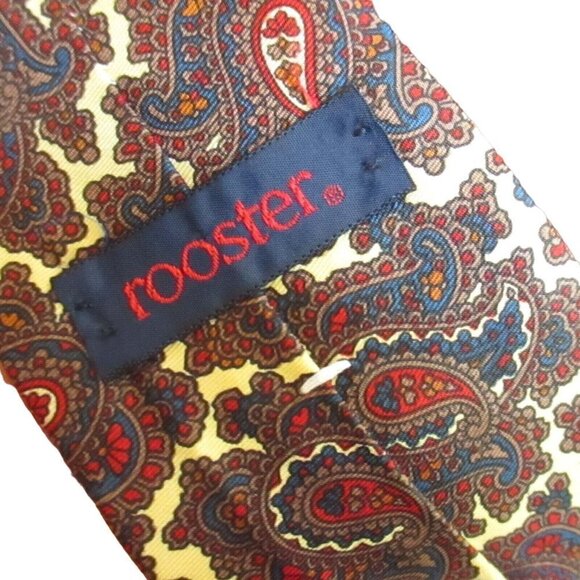 Vintage 1970s NECKTIE  3" Wide 54" TIE PAISLEY PRINT ROOSTER COLORADO SPRINGS - Picture 1 of 3